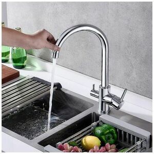 Dewdat - Rose-Faucet Kitchen Mixer Tap Single Handle Ceramic Valve One Hole with Filtered 360° Rotatable 2 Mode Ordinary Water Outlet Kitchen Faucet