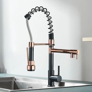 SUGUWORD Kitchen Faucet Rose Gold Black Style Kitchen Spring Faucet Pull Down Dual Spouts Single Handle Water Mixer Tap 360 Rotation Kitchen Mixer Tap