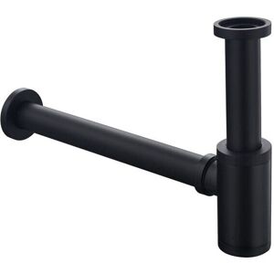 Ymyny - Round Brass Bathroom Sink Drain Plug Bottle Shape P-Trap Waste Pipe Matte Black