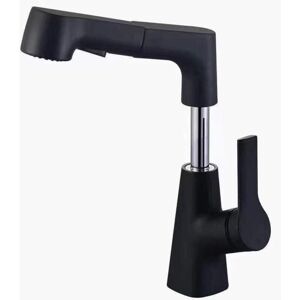 SHUNLI Single Handle Kitchen Faucet, Dual Spray, Pull + Lift, Stainless Steel Kitchen Sink Faucet with Pull Out Sprayer (Black)