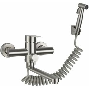 DEWDAT Single Handle Kitchen Faucet Wall Mounted with Hand Shower, with Spray Gun, Kitchen Sink, Stainless Steel Faucet, Hot/Cold Water, Laundry Tub,