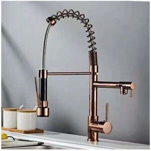 YMYNY Sink Faucet Kitchen Faucet with Pull Out Sprayer, Lead Free Rose Gold Brass, Single Handle, Single Lever, Spring Lever, Sink Mixer Tap with 2 Modes s
