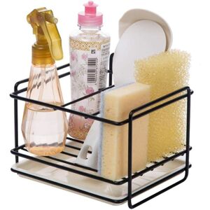 ZVD Sink Sponge Holder Kitchen Sink Organizer with Drip Tray Iron Sponge Holder Basket Utensil Holder Cleaning Cloth and Brushes Holder