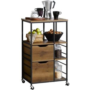 Industrial Vintage Style Wood Metal Kitchen Trolley Cart Serving Trolley,FKW111-PF - Sobuy