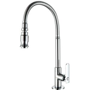 CYSLMUK Stainless Steel Kitchen and Garden Faucet with 360 Degree Swivel Spout and Pull-Out Spray, for Sink, Laundry Room, Cold Water Only, Chrome Finish(No