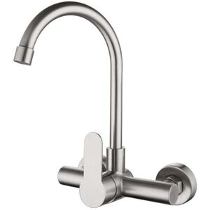 Ymyny - Stainless Steel Kitchen Faucet, Dual Hole Hot and Cold Water Swivel Mixer Tap for Kitchen Sink mumu