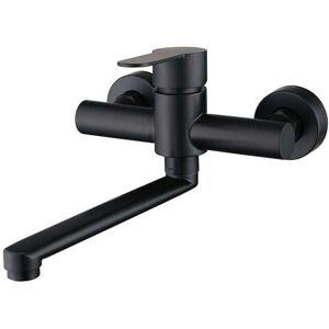YMYNY Stainless Steel Wall Mount Kitchen Mixer Tap 360° Swivel Kitchen Sink Faucet Adjustable Hot and Cold Water Black mumu
