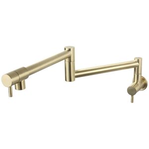 Linghhang - Telescopic Folding Kitchen Faucet Double Swivel Handle Single Cold Water Tap In Wall, Brushed Gold