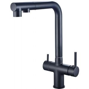 Three-way kitchen faucet with pull-out spray, 360° swivel kitchen faucet, filtered water outlet faucet (black) Ymyny