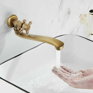 Dewdat - Wall Mounted Brass Faucet, Single Lever Mixer Tap, Retro Cold Water Sink Faucet,for Kitchen, Vanity, Garden, Pool, Balcony