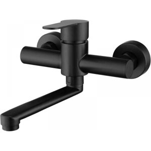 CYSLMUK Wall Mounted Kitchen Faucet 304 Stainless Steel Sink Mixer Tap 360° Rotatable Sink Faucet with Black Spout