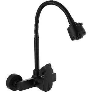Wall-mounted kitchen faucet, 360° swivel sink mixer tap, black brass swivel spout, YMYNY flexible hose