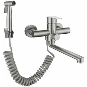 GROOFOO Wall-Mounted Kitchen Faucet Mixer, Sink Kitchen Faucet with Spray Gun and 2 360° Rotating Nozzles