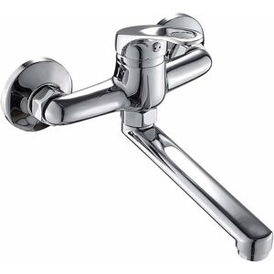 ZVD Wall Mounted Kitchen Faucet Single Lever Sink Mixer Tap Wall Mounted 360 Degree Swivel Spout Stainless Steel for Bathroom Kitchen Sink (Silver)