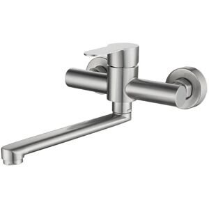 CYSLMUK Wall Mounted Kitchen Faucet, Stainless Steel Wall Mounted Kitchen Mixer Tap, 360° Swivel for Kitchen Sink, Adjustable Hot and Cold Water, Adjustable