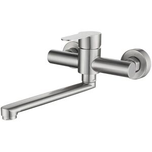 YMYNY Wall-mounted kitchen faucet, stainless steel wall-mounted kitchen mixer tap, 360° swivel kitchen sink, adjustable hot and cold water, adjustable