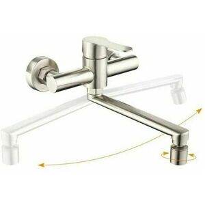 Dewdat - wall-mounted kitchen mixer 2 water jets kitchen faucet taps 360° rotatable faucet wall mounting