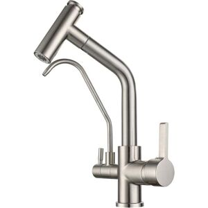 YMYNY Way Kitchen Faucet with Sprayer, Sink Mixer Tap with 2 Spouts, 360° Swivel Mixer Tap, Brass Kitchen Sink Tap, Compatible with Drinking Water (Niche