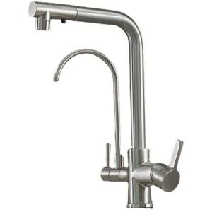 YMYNY Way Pull Out Kitchen Faucet with Sprayer, Sink Mixer Tap with 2 Spouts, 360° Swivel Kitchen Mixer Tap, Brass Kitchen Sink Tap, Compatible with mumu