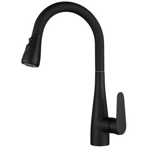SHUNLI White Kitchen Faucet with Pull Down Sprayer, 3-Spray Kitchen Sink Mixer Tap, 360° Rotatable Faucet for Double Sink, Black