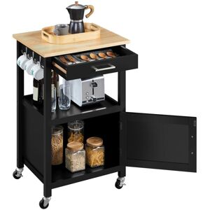 Yaheetech - Rolling Kitchen Cart Kitchen Island Cart W/Wheels, Black