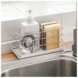 ZVD-304 Stainless Steel Sponge Holder, Multifunctional Kitchen Sink Organizer, Dish Drainer Tray, Soap Dish, Adjustable Hanging Board