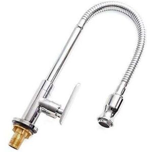 ZVD-Flexible Kitchen Sink Faucet, Single Handle Cold Water Basin Faucet, Lavatory Faucet, Deck Mounted, Chrome Finish