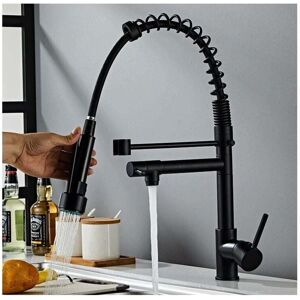 ZVD Pull-Out Kitchen Faucet with 2 Spray Modes, Comes with 2 Spouts, 360° Rotatable Kitchen Mixer Tap, Cold & Hot Available, Stainless Steel Kitchen