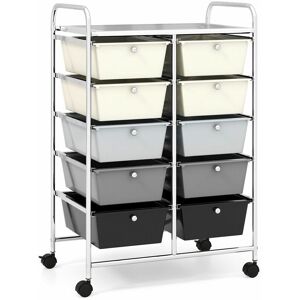 Costway - 10 Drawers Storage Trolley Mobile Rolling Utility Cart Home Office Organizer Costway - 10 Drawers Storage Trolley Mobile Rolling Utility Cart Home Office Organizer