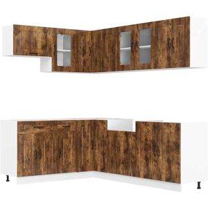 Vidaxl - 11 Piece Kitchen Cabinet Set Kalmar Smoked Oak Engineered Wood Vidaxl - 11 Piece Kitchen Cabinet Set Kalmar Smoked Oak Engineered Wood