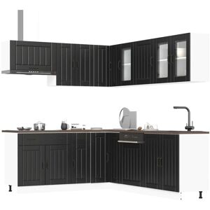 Vidaxl - 11 Piece Kitchen Cabinet Set Lucca Black Engineered Wood Vidaxl - 11 Piece Kitchen Cabinet Set Lucca Black Engineered Wood