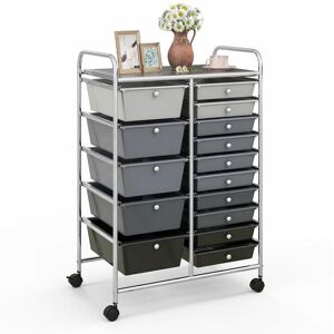 Costway - 15 Drawers Storage Trolley Mobile Rolling Utility Cart Home Office Organizer Costway - 15 Drawers Storage Trolley Mobile Rolling Utility Cart Home Office Organizer