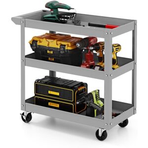 COSTWAY 3-Layer Service Utility Cart Heavy Duty Unity Cart-Grey COSTWAY 3-Layer Service Utility Cart Heavy Duty Unity Cart-Grey