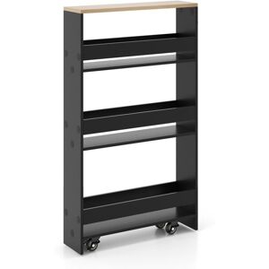 COSTWAY 3-tier Slim Storage Cart Narrow Rolling Kitchen Serving Cart w/ Open Shelves COSTWAY 3-tier Slim Storage Cart Narrow Rolling Kitchen Serving Cart w/ Open Shelves