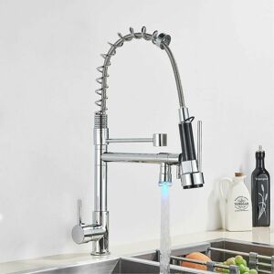 DEWDAT 360° Rotating Spiral Spring Kitchen Faucet, Faucet with 2 Spray Types Kitchen Mixer Tap, Sink Faucet with Shower Single Handle Kitchen Sink Mixer DEWDAT 360° Rotating Spiral Spring Kitchen Faucet, Faucet with 2 Spray Types Kitchen Mixer Tap, Sink Faucet with Shower Single Handle Kitchen Sink Mixer