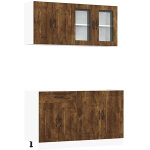 Vidaxl - 4 Piece Kitchen Cabinet Set Kalmar Smoked Oak Engineered Wood Vidaxl - 4 Piece Kitchen Cabinet Set Kalmar Smoked Oak Engineered Wood