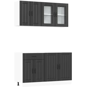 Vidaxl - 4 Piece Kitchen Cabinet Set Lucca Black Engineered Wood Vidaxl - 4 Piece Kitchen Cabinet Set Lucca Black Engineered Wood