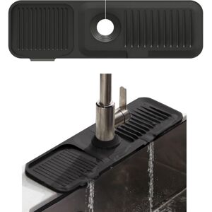 BEIJIYI 45 15cm Silicone Faucet Mat, Faucet Splash Catcher, Silicone Faucet Pads, Faucet Drying Mat, Water Drying Pad for Kitchen, Bathroom (Black) BEIJIYI 45 15cm Silicone Faucet Mat, Faucet Splash Catcher, Silicone Faucet Pads, Faucet Drying Mat, Water Drying Pad for Kitchen, Bathroom (Black)