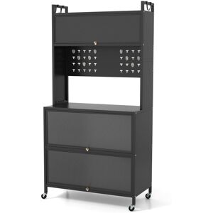 Costway - 5 Tier Kitchen Bakers Rack Multifunctional Microwave Stand-Black Costway - 5 Tier Kitchen Bakers Rack Multifunctional Microwave Stand-Black