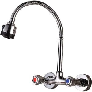 CNCEST Adjustable Kitchen Faucet Wall Mounted Two Handle Chrome High Pressure Extendable Stainless Steel Single Lever Sink Arc Mixer Tap Mount Brushed CNCEST Adjustable Kitchen Faucet Wall Mounted Two Handle Chrome High Pressure Extendable Stainless Steel Single Lever Sink Arc Mixer Tap Mount Brushed