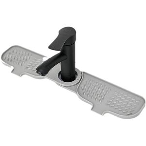 Alwaysh - Silicone Faucet Mat, Patchwork Anti-Drip Tray for Faucet Handle to Protect Bathroom and Kitchen Worktops from Dry Counters, 42 x 10 cm, Gray Alwaysh - Silicone Faucet Mat, Patchwork Anti-Drip Tray for Faucet Handle to Protect Bathroom and Kitchen Worktops from Dry Counters, 42 x 10 cm, Gray