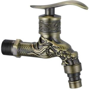 WOIYIC Antique Brass Wall Mounted Faucet for Sink, Washing Machine, Garden Tap, Vintage Dragon Style WOIYIC Antique Brass Wall Mounted Faucet for Sink, Washing Machine, Garden Tap, Vintage Dragon Style