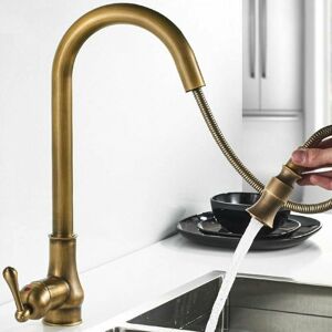 Dewdat - Antique Bronze Antique Brass Kitchen Faucet, Copper Single Hole Widespread Mixer Taps with Pull Out Sprayer Dewdat - Antique Bronze Antique Brass Kitchen Faucet, Copper Single Hole Widespread Mixer Taps with Pull Out Sprayer