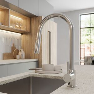 Artikitch - Chrome Pull Out Kitchen Mixer Tap Dual Spray Swivel Spout Single Lever Brass Artikitch - Chrome Pull Out Kitchen Mixer Tap Dual Spray Swivel Spout Single Lever Brass
