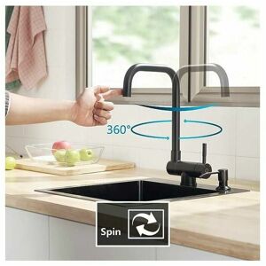 DEWDAT Black Folding Kitchen Faucet Folding Kitchen Faucet with 2 Choice of Jets Under WiKitchen Mixer with 360° Swivel Spout Folding Sink Faucet in Front DEWDAT Black Folding Kitchen Faucet Folding Kitchen Faucet with 2 Choice of Jets Under WiKitchen Mixer with 360° Swivel Spout Folding Sink Faucet in Front