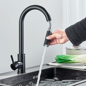 CYSLMUK Black Kitchen Faucet with Pull Down Sprayer, 360° Swivel Spring Faucet - Kitchen Faucet with 2 Spray Modes CYSLMUK Black Kitchen Faucet with Pull Down Sprayer, 360° Swivel Spring Faucet - Kitchen Faucet with 2 Spray Modes