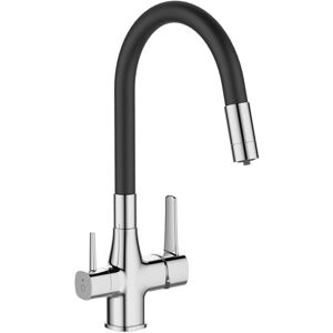 Invena - Black/Chrome Kitchen Tap Standing Sink Faucet Flexible Spout Underdeck Water Filter Set Invena - Black/Chrome Kitchen Tap Standing Sink Faucet Flexible Spout Underdeck Water Filter Set