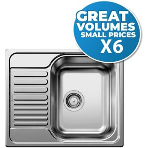 Blanco - Set of 6 Sinks tipo 45 s Mini in stainless steel 1 bowl + reversible drainer 60,5x50cm with manual drain (516524-GVP06) Blanco - Set of 6 Sinks tipo 45 s Mini in stainless steel 1 bowl + reversible drainer 60,5x50cm with manual drain (516524-GVP06)