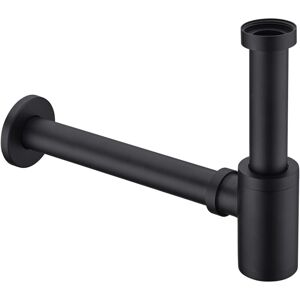 IKODM Brass Sink Drain with P-Trap and 1.25' Adjustable Long Slip Joint, Decorative Wall Drain, Matte Black IKODM Brass Sink Drain with P-Trap and 1.25' Adjustable Long Slip Joint, Decorative Wall Drain, Matte Black
