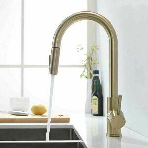 Fuhuida Trading - Brushed Gold Kitchen Faucet With Pull Out Spray 360° Swivel Kitchen Mixer Tap For Kitchen Sink Mixer Tap Fuhuida Trading - Brushed Gold Kitchen Faucet With Pull Out Spray 360° Swivel Kitchen Mixer Tap For Kitchen Sink Mixer Tap
